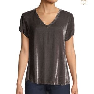 Bella Dahl plush grey velvet v neck tee